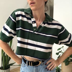Vintage 90s green white crop polo shirt